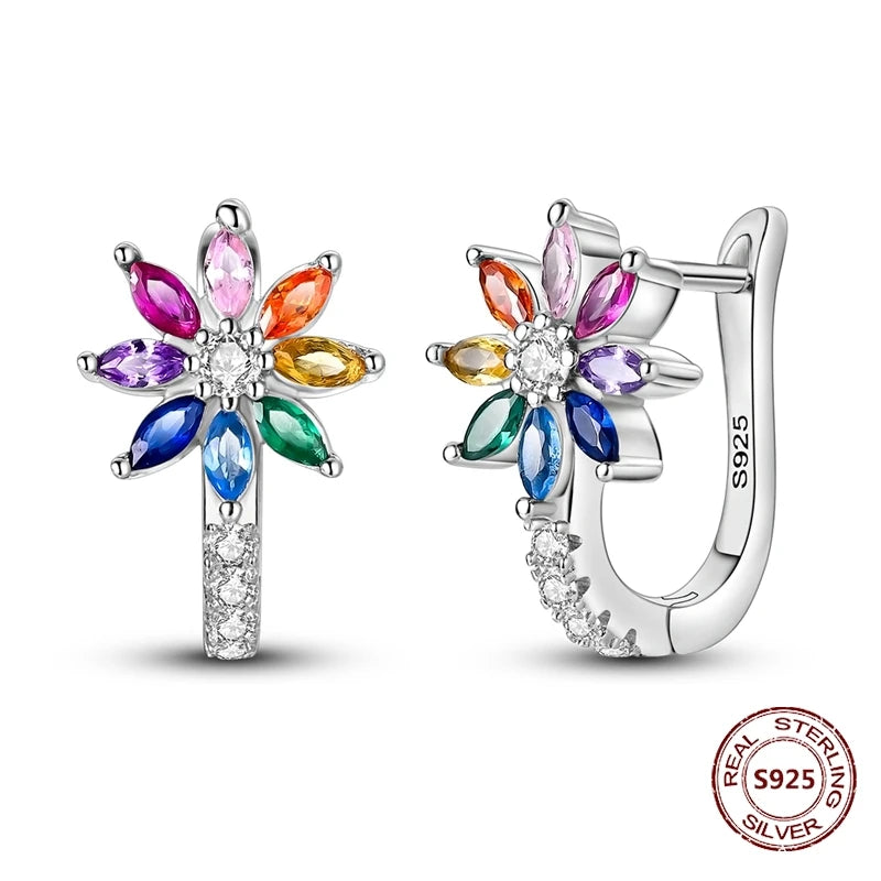 Oorbellen Regenboog Hoops van 925 Sterling Zilver met Zirconia