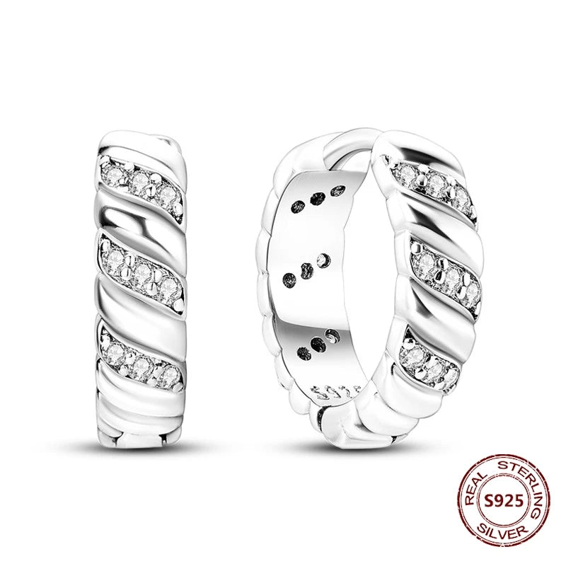 Zilveren oorbellen met vintage cirkel en witte zirconia