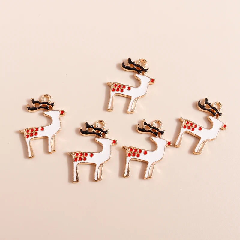 Kerst hanger/bedel voor ketting of armband – Emaille rendier kerstcollectie - 20 stuks