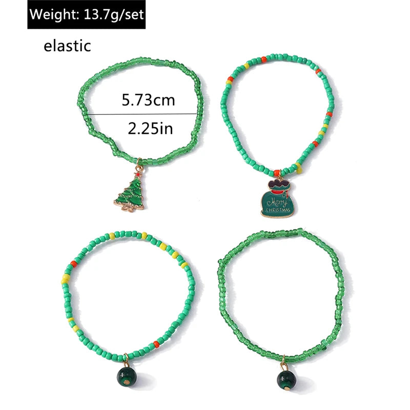 Kerst armband set met bohemian kralen en kerstbedels voor dames