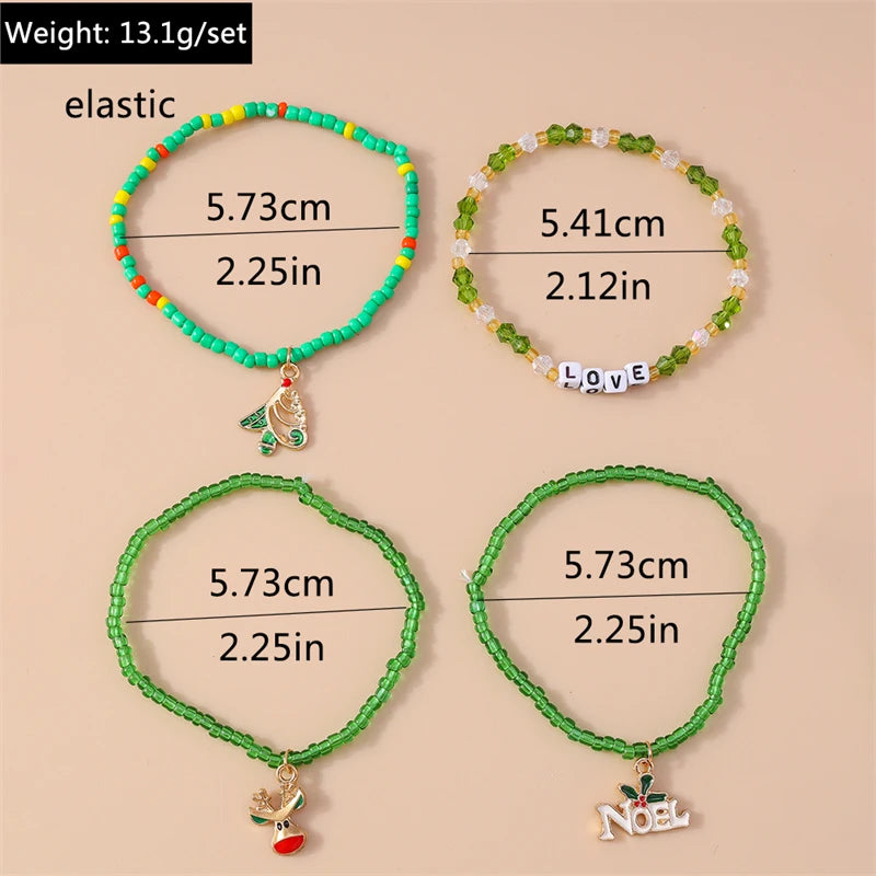 Kerst armband set met bohemian kralen en kerstbedels voor dames