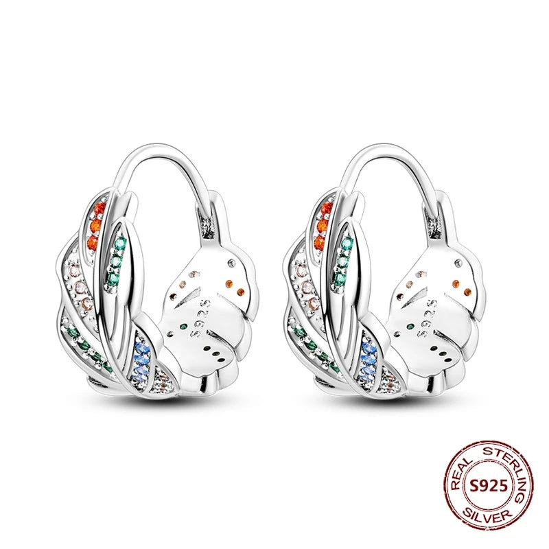 Oorbellen Regenboog Hoops van 925 Sterling Zilver met Zirconia