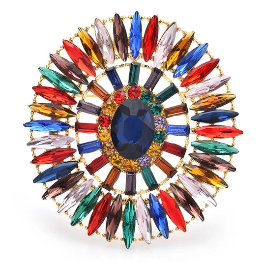 Broche Ronde Vintage Stijl met Bloem en Strass – Feest & Kantoor