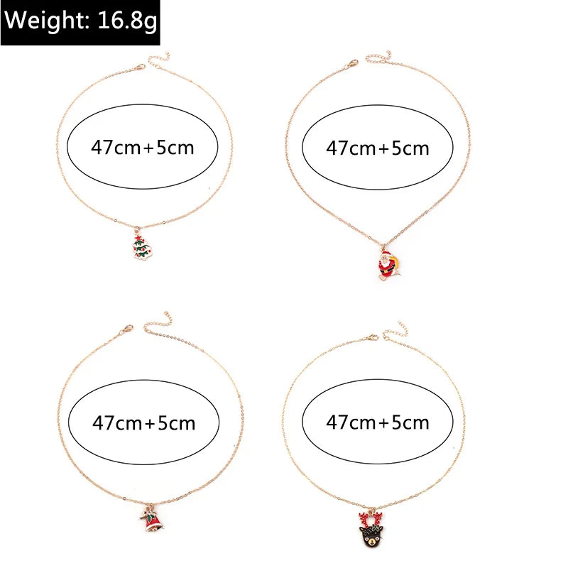 Kerst Ketting met Rendier, Belletjes en Kerstboom Hanger – Feestelijke Sieraden voor Dames