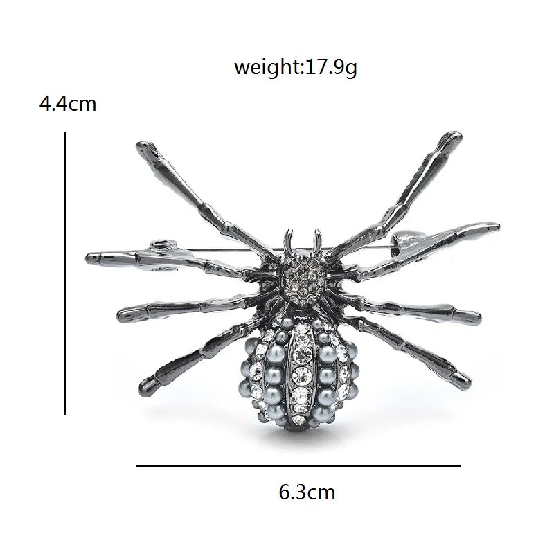 Broche dieren | parel spin – grijze insecten broche voor dames en heren