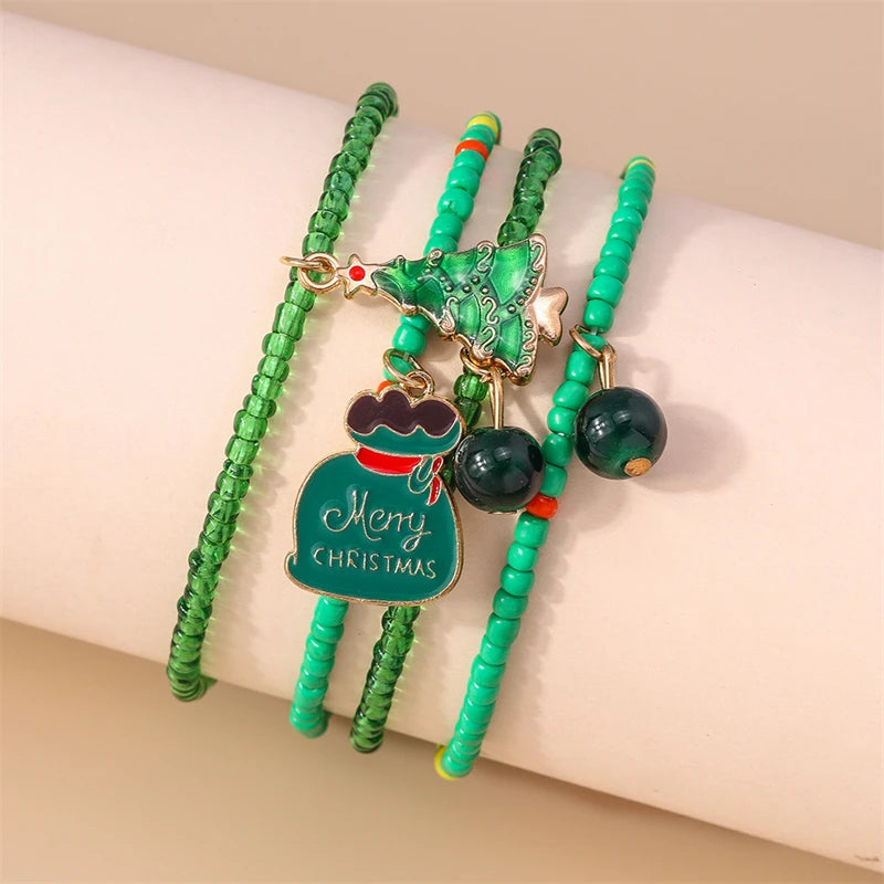 Kerst armband set met bohemian kralen en kerstbedels voor dames
