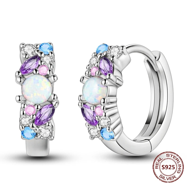 Oorbellen Regenboog Hoops van 925 Sterling Zilver met Zirconia