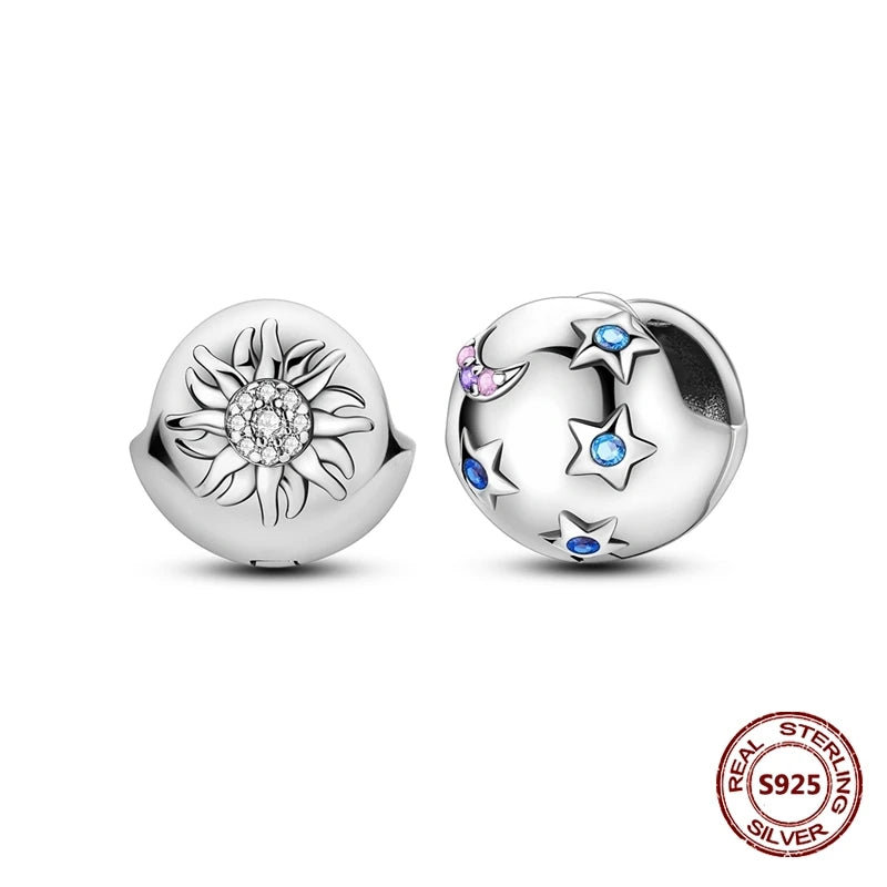 Oorbellen met Donkerblauwe Ster en Maan van 925 Zilver met Zirkonia