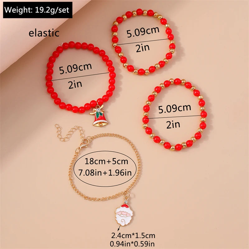Kerst armband set met bohemian kralen en kerstbedels voor dames