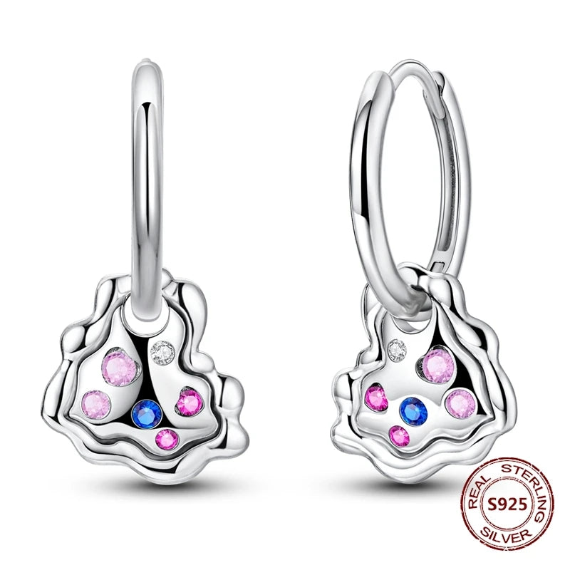 Oorbellen Hartvormig Zilver met Zirkoon en Roze Accenten