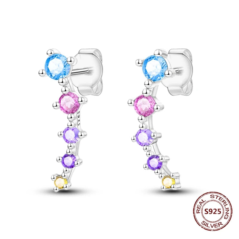 Oorbellen Regenboog Hoops van 925 Sterling Zilver met Zirconia