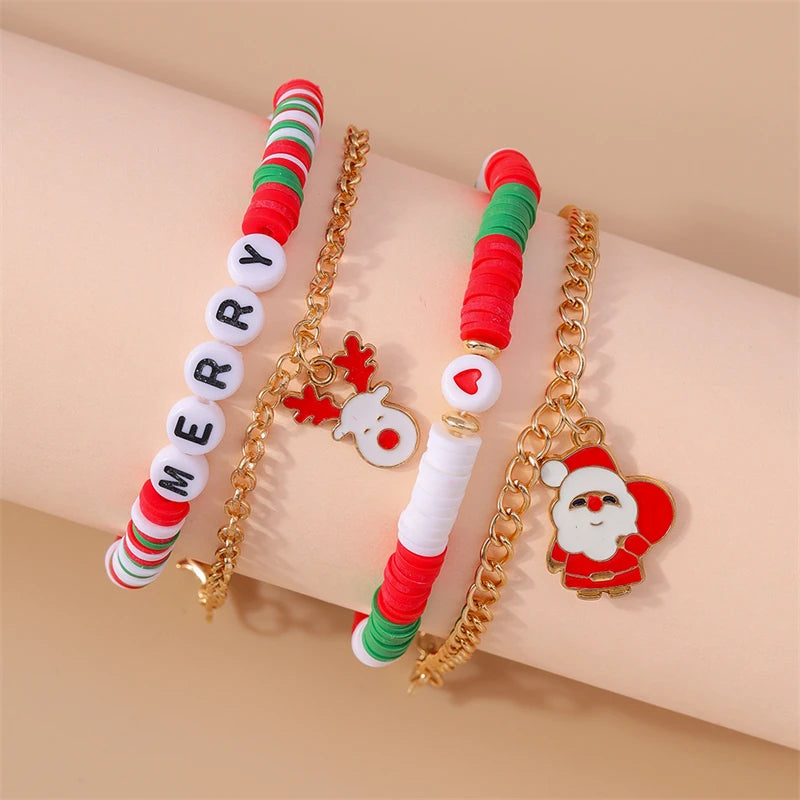 Kerst armband set met bohemian kralen en kerstbedels voor dames