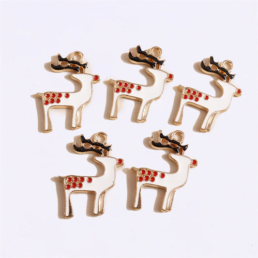 Kerst hanger/bedel voor ketting of armband – Emaille rendier kerstcollectie - 20 stuks