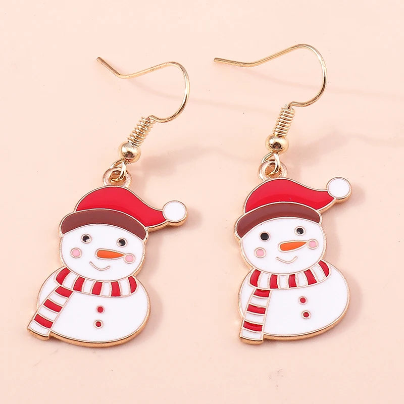 Kerst oorbellen met kerstman, rendier en sneeuwpop hangers