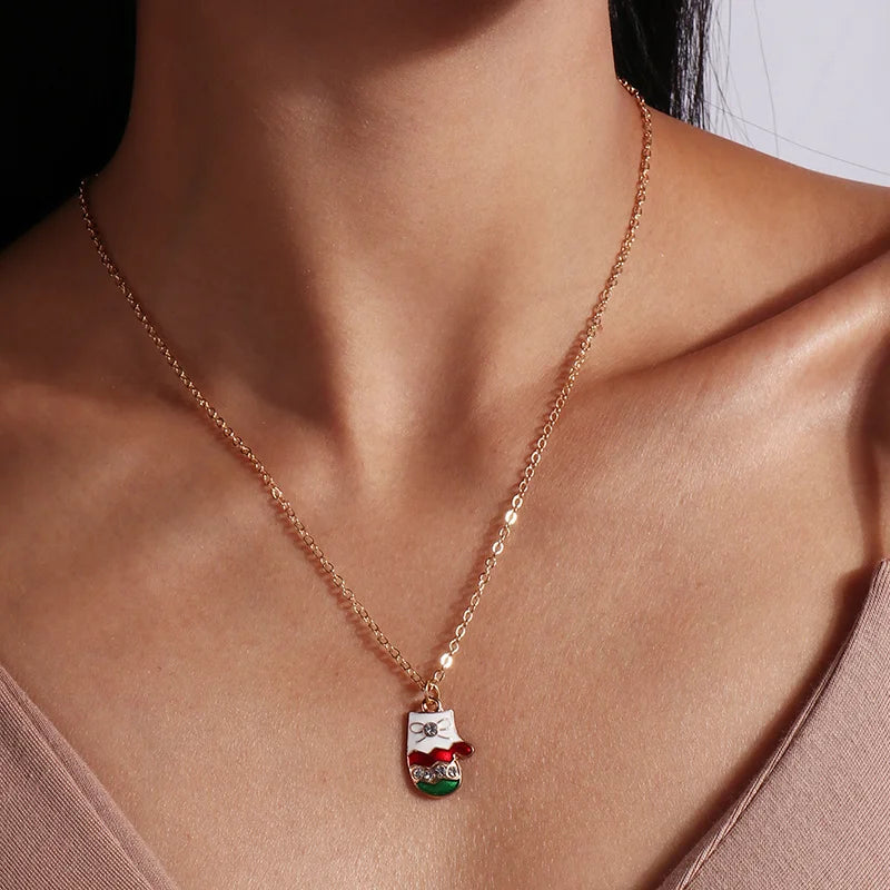 Kerst Ketting met Rendier, Belletjes en Kerstboom Hanger – Feestelijke Sieraden voor Dames