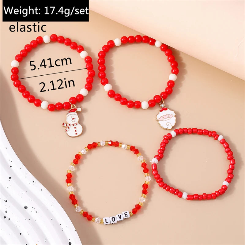 Kerst armband set met bohemian kralen en kerstbedels voor dames
