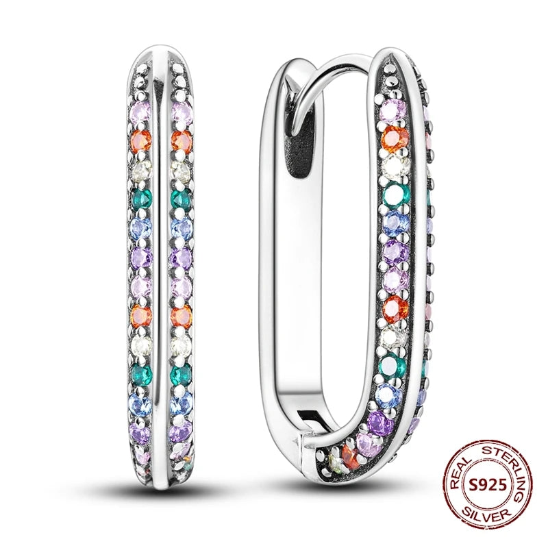 Oorbellen Regenboog Hoops van 925 Sterling Zilver met Zirconia