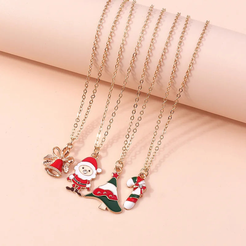 Kerst Ketting met Rendier, Belletjes en Kerstboom Hanger – Feestelijke Sieraden voor Dames