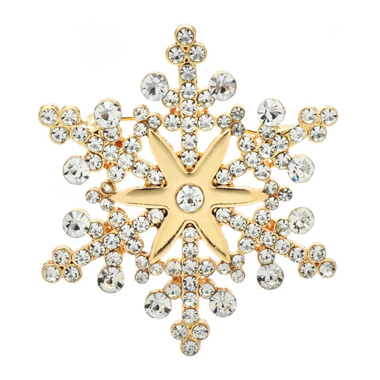 Broche Kerst | Sneeuwvlok broche met fonkelende strass steentjes
