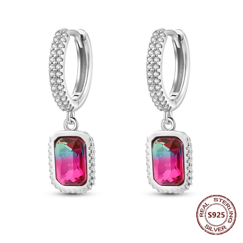 Oorbellen Regenboog Hoops van 925 Sterling Zilver met Zirconia