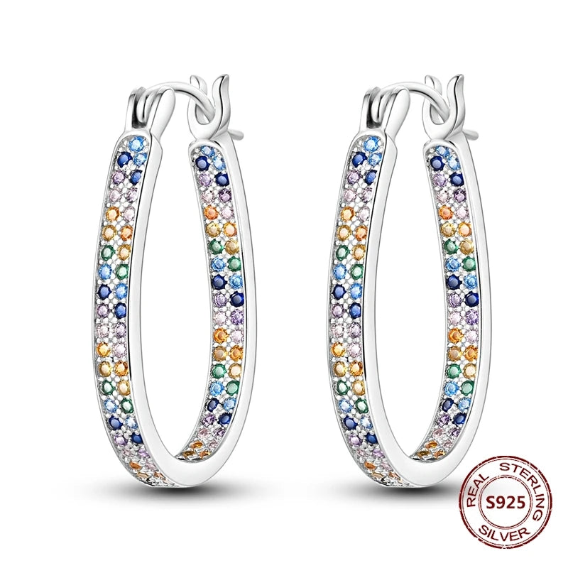 Oorbellen Regenboog Hoops van 925 Sterling Zilver met Zirconia