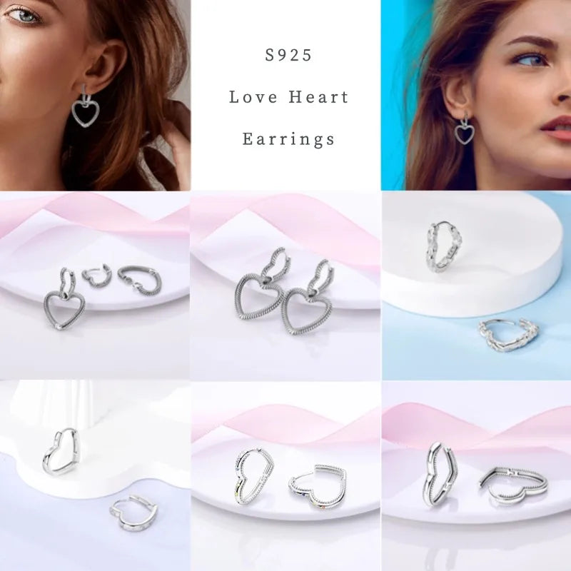 Oorbellen Hartvormig Zilver met Zirkoon en Roze Accenten