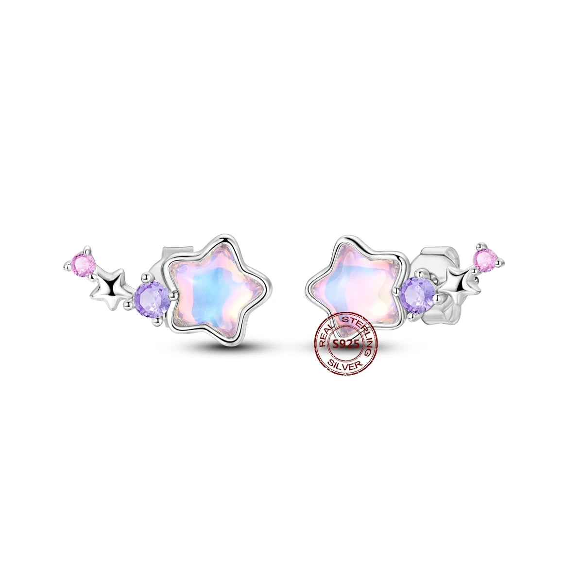 Oorbellen Regenboog Zirkonia Rond 925 Zilver Hoepelvormig voor Dames