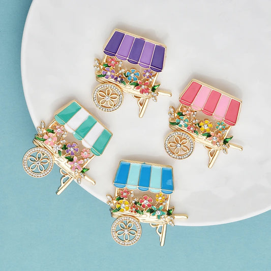 Broche Bloemen - Schattige Emaille wagen in Vier Kleuren