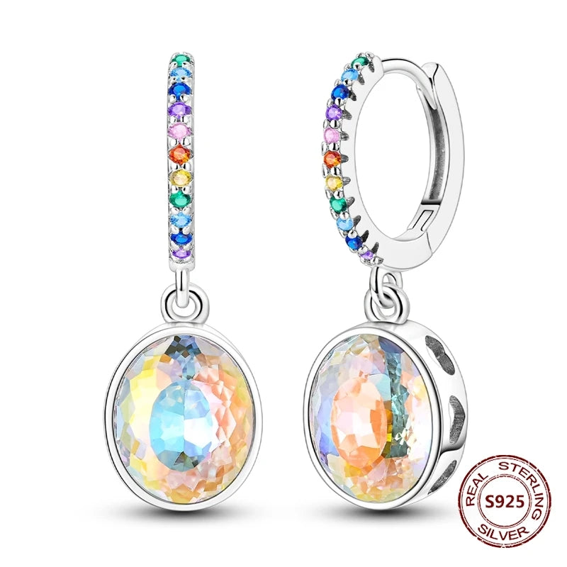 Oorbellen Regenboog Hoops van 925 Sterling Zilver met Zirconia