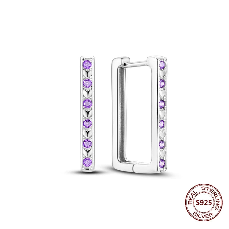 Oorbellen Regenboog Hoops van 925 Sterling Zilver met Zirconia