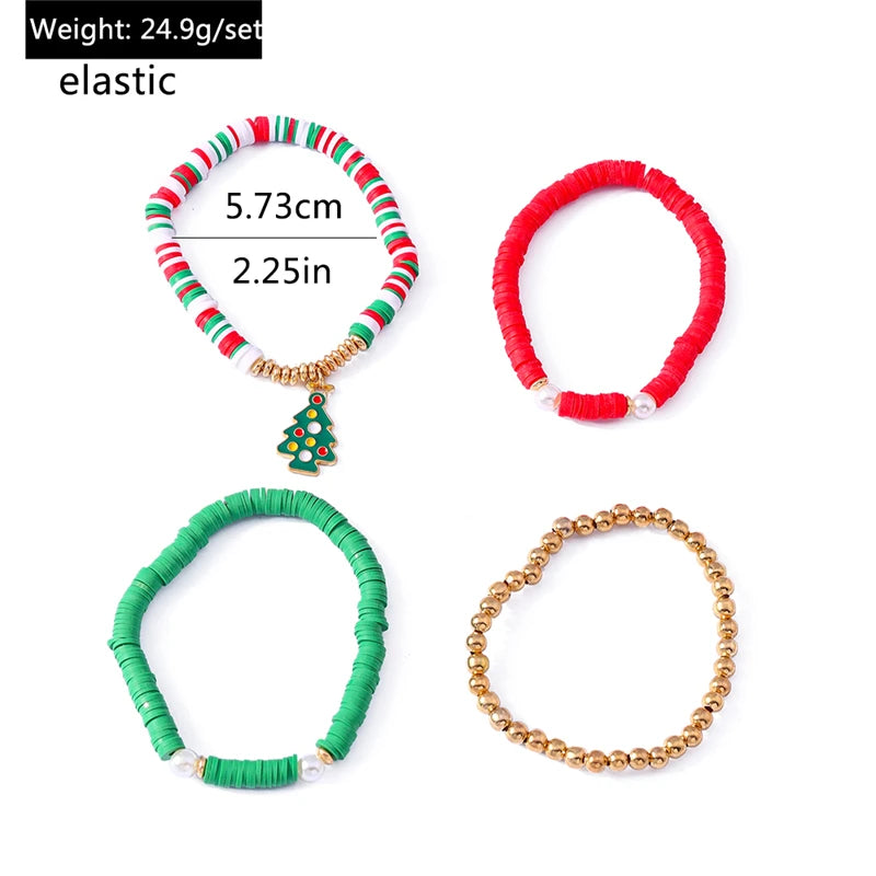 Kerst armband set met bohemian kralen en kerstbedels voor dames