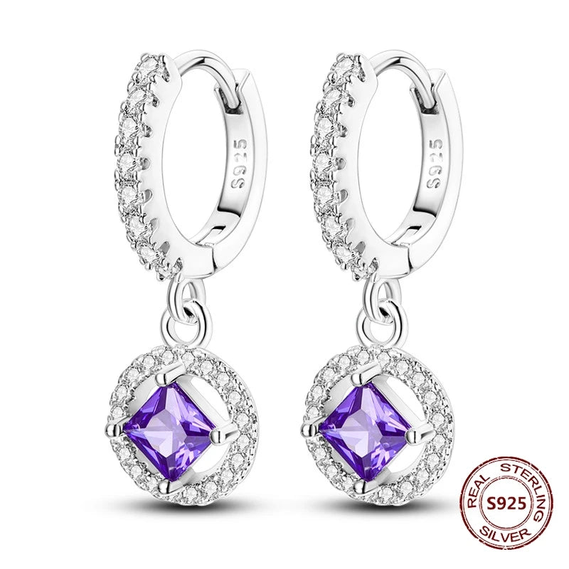 Oorbellen Regenboog Hoops van 925 Sterling Zilver met Zirconia