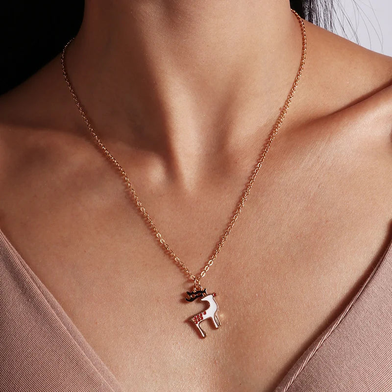 Kerst Ketting met Rendier, Belletjes en Kerstboom Hanger – Feestelijke Sieraden voor Dames