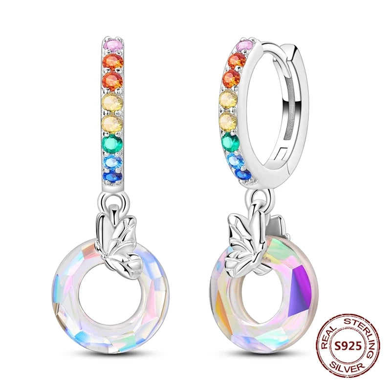 Oorbellen Regenboog Hoops van 925 Sterling Zilver met Zirconia