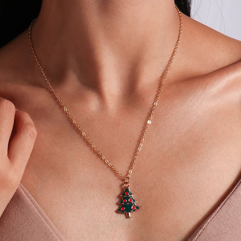 Kerst Ketting met Rendier, Belletjes en Kerstboom Hanger – Feestelijke Sieraden voor Dames