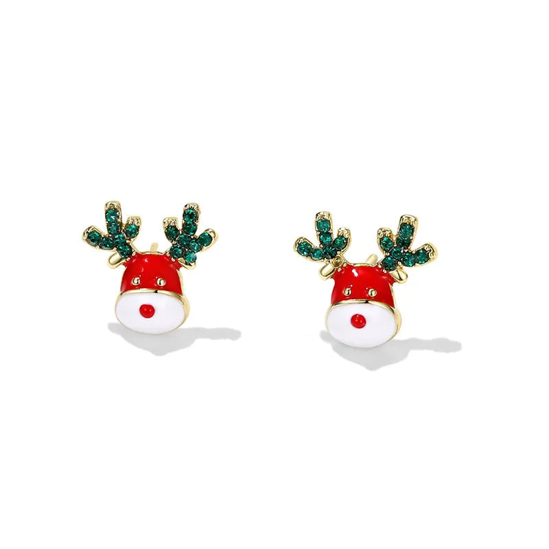 Kerst oorbellen groene strik met bel en rendier hanger – feestelijke damesoorbellen