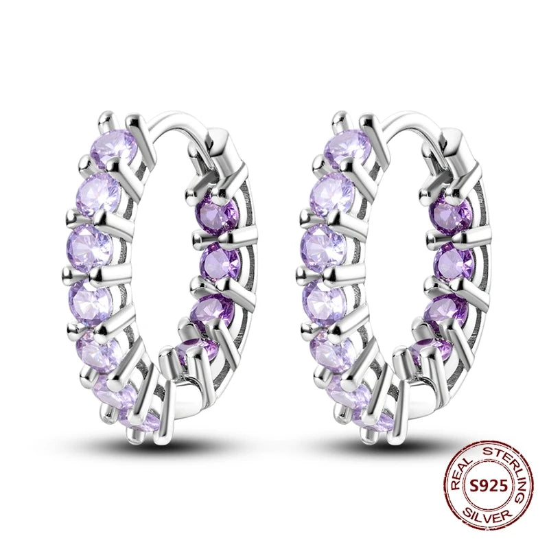Oorbellen Regenboog Hoops van 925 Sterling Zilver met Zirconia