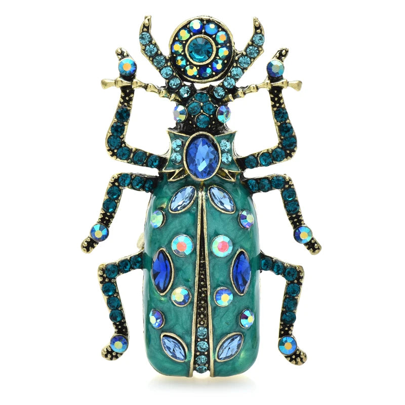 Broche dieren | Kever – kleurrijke emaille speld met strass steentjes