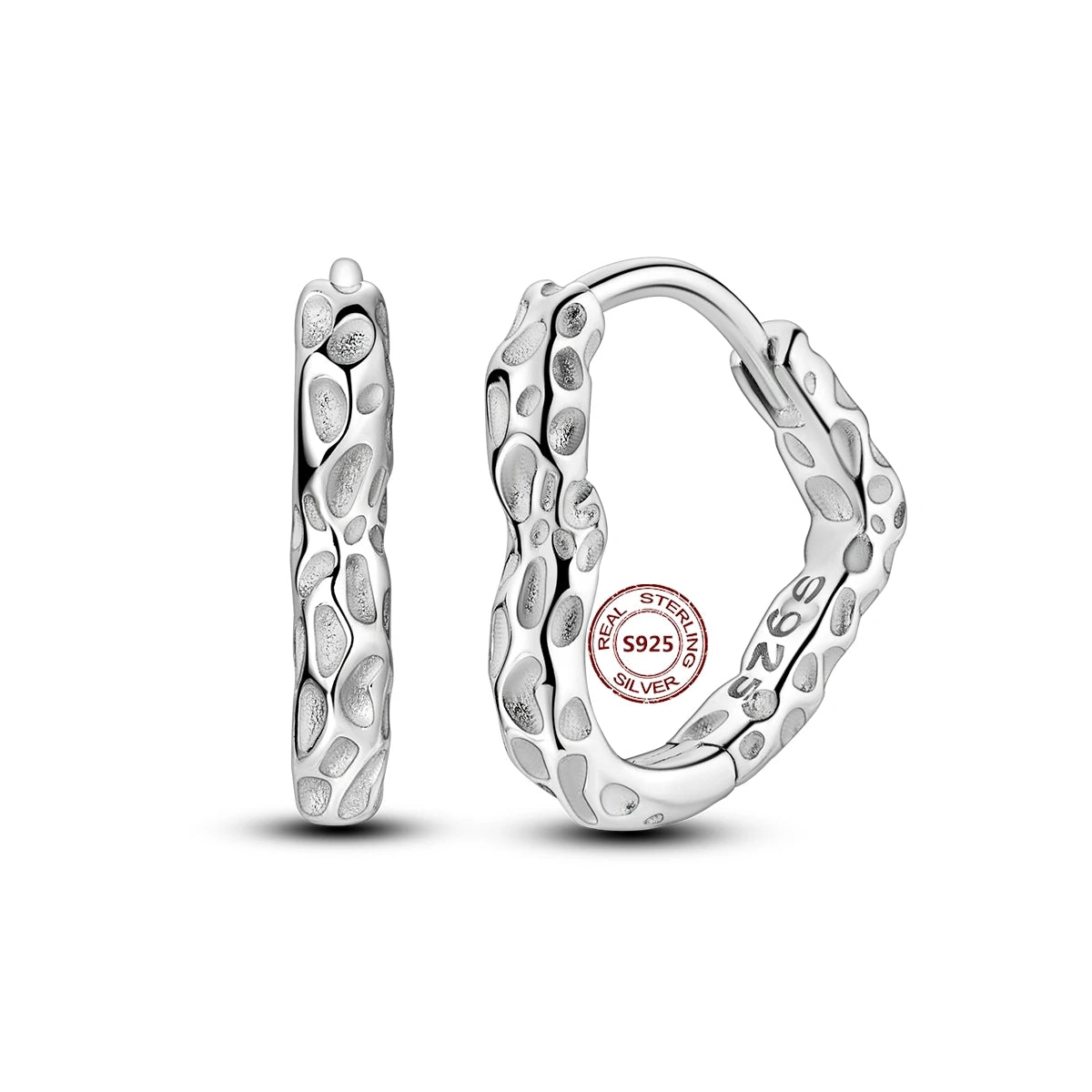 Oorbellen Hartvormig Zilver met Zirkoon en Roze Accenten