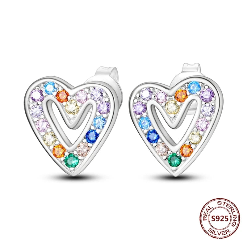 Oorbellen Regenboog Hoops van 925 Sterling Zilver met Zirconia