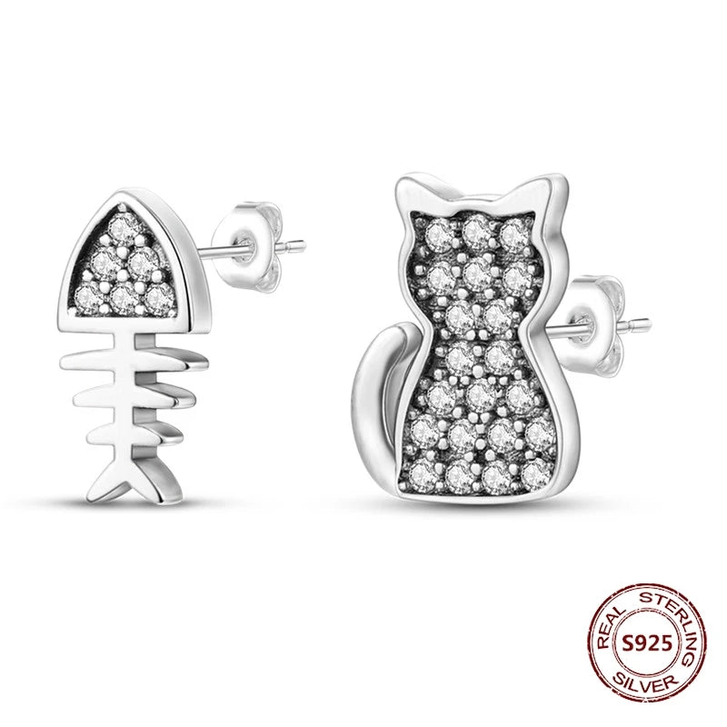 Oorbellen met luie kat en bladdesign – charmant en trendy