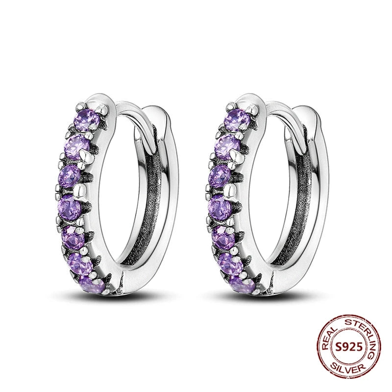 Oorbellen Regenboog Hoops van 925 Sterling Zilver met Zirconia