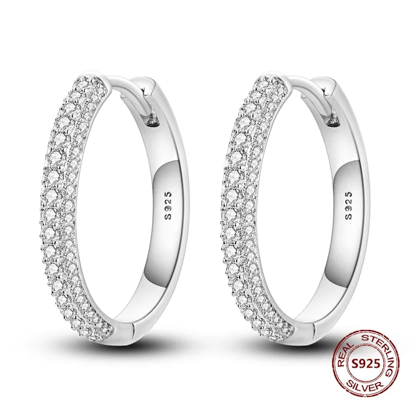 Zilveren oorbellen met vintage cirkel en witte zirconia