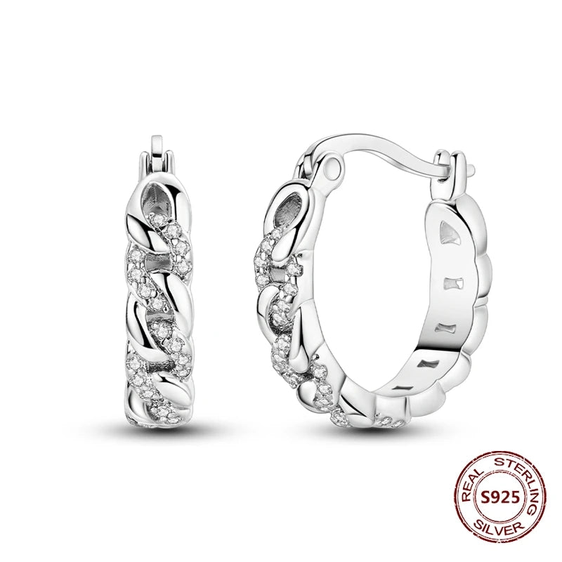 Zilveren oorbellen met vintage cirkel en witte zirconia