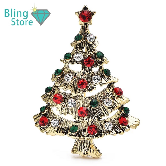 Kerst Broche Vintage Kerstboom in Twee Kleuren voor Feestelijke Sfeer