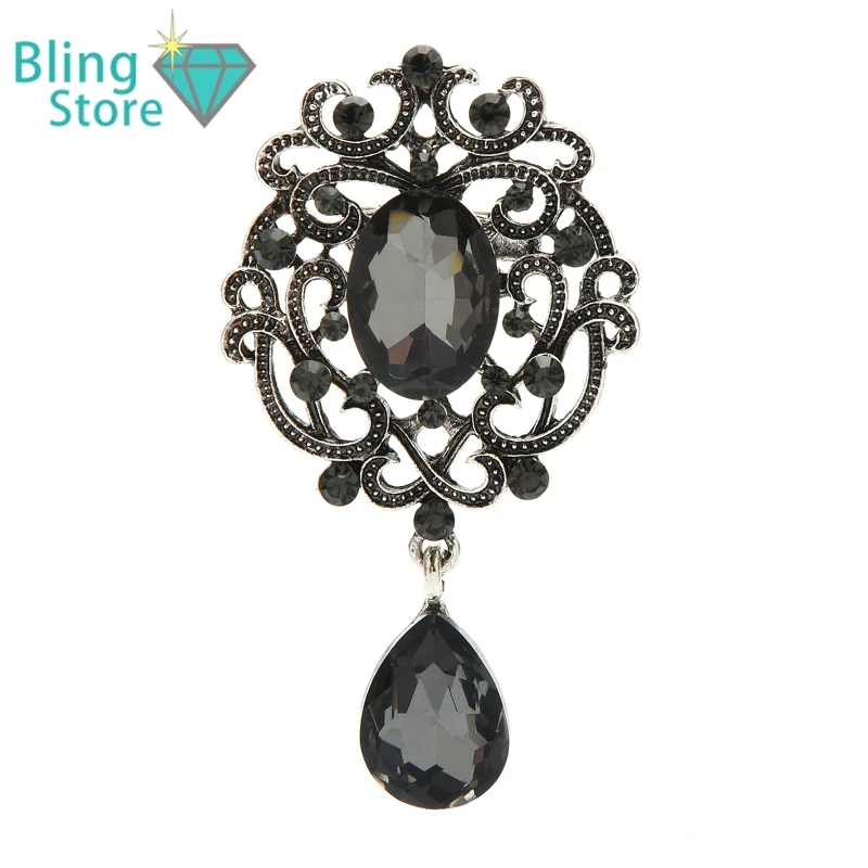 Broche Bloem met Kristallen Druppel in Vintage Paleisstijl – Elegant en Chic