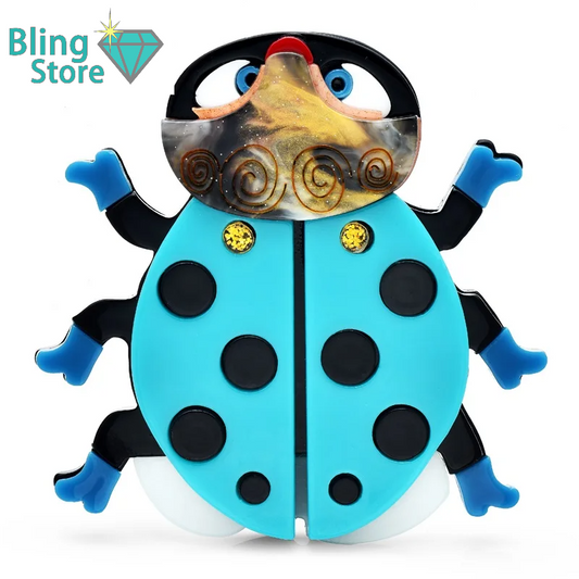 Broche dieren – Blauwe lieveheersbeestje broche voor dames en uniseks