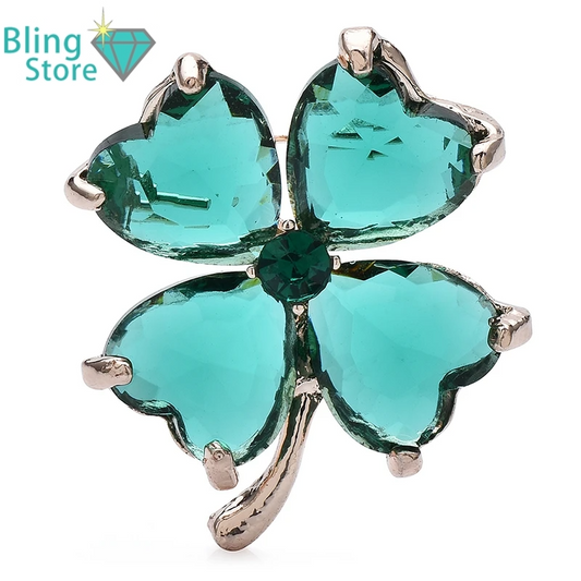 Broche Bloem Klaver in Twee Kleuren – Glanzende Elegante Speld