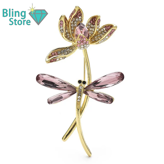 Broche Libel en Lotusbloem – Elegante Speld voor Dames – Feest & Kantoor