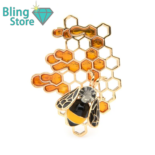 Broche dieren – Bij en Honingraat broche voor dames en heren